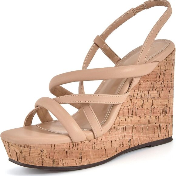 Women Cork Wedge Sandals Platform Espadrilles Summer Shoes Size 7 - Picture 1 of 6